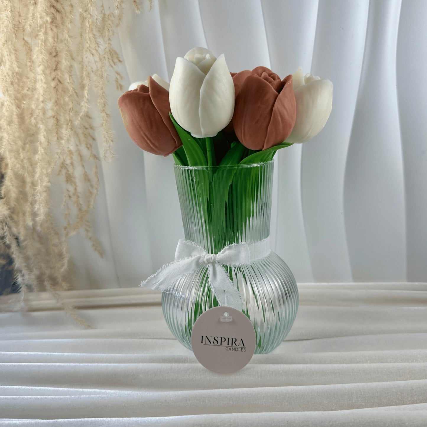 Ramo de Tulipanes Aromáticos en Cera de Soya con Florero