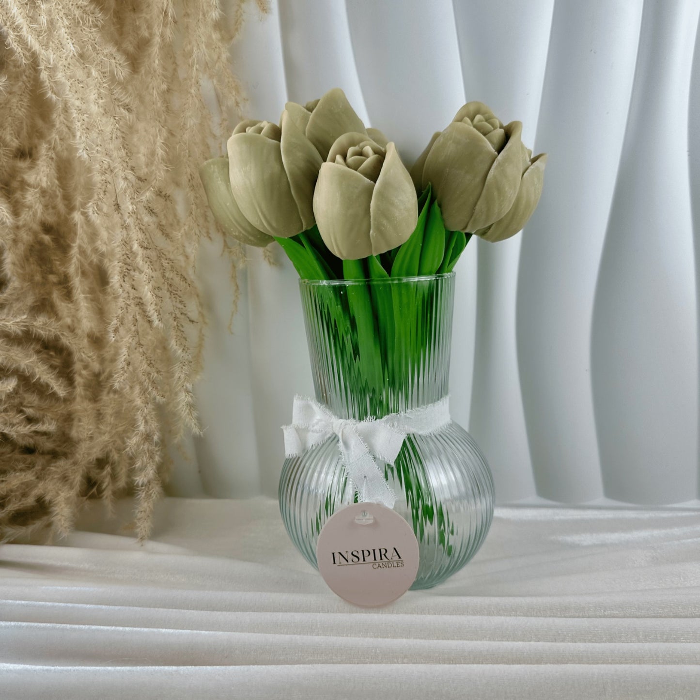 Ramo de Tulipanes Aromáticos en Cera de Soya con Florero