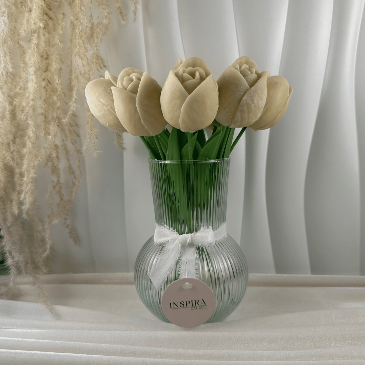 Ramo de Tulipanes Aromáticos en Cera de Soya con Florero