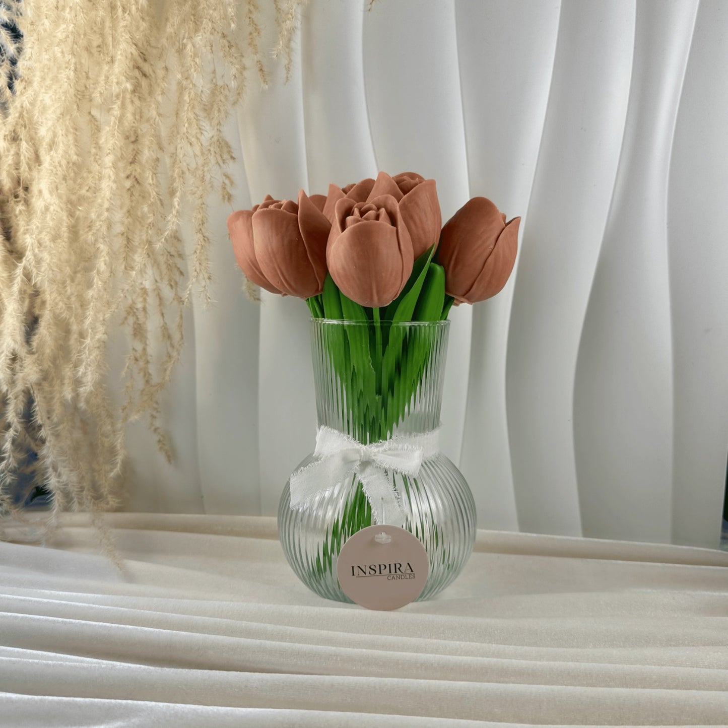 Ramo de Tulipanes Aromáticos en Cera de Soya con Florero
