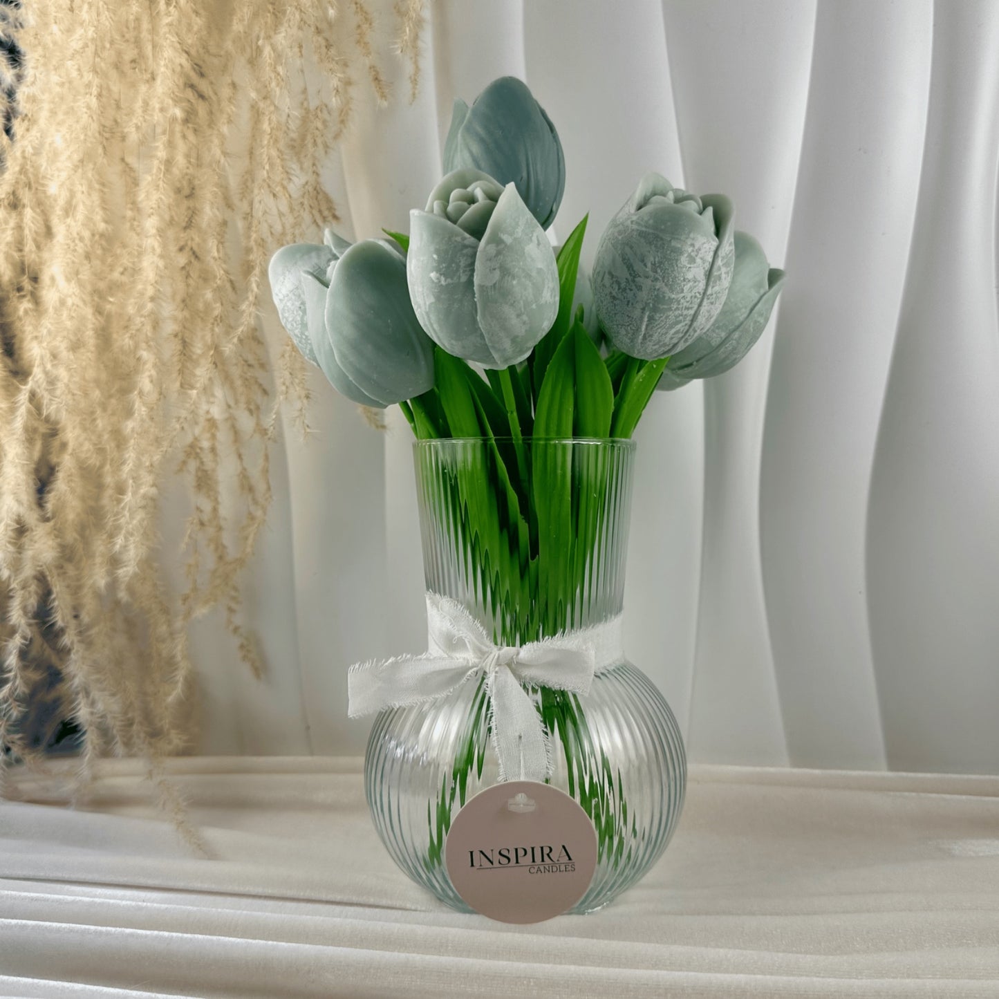 Ramo de Tulipanes Aromáticos en Cera de Soya con Florero